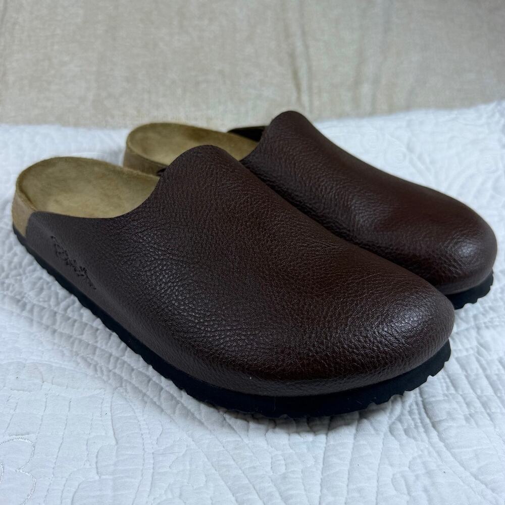 Birki's Women's 9 Brown Textured Leather Slip On Clog Mules Birkenstock Comfort